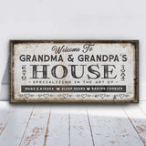 Grandma & Grandpas House Canvas Sign | Personalizable Grandparent Gift - Off The Square Designs - Flyclothing LLC
