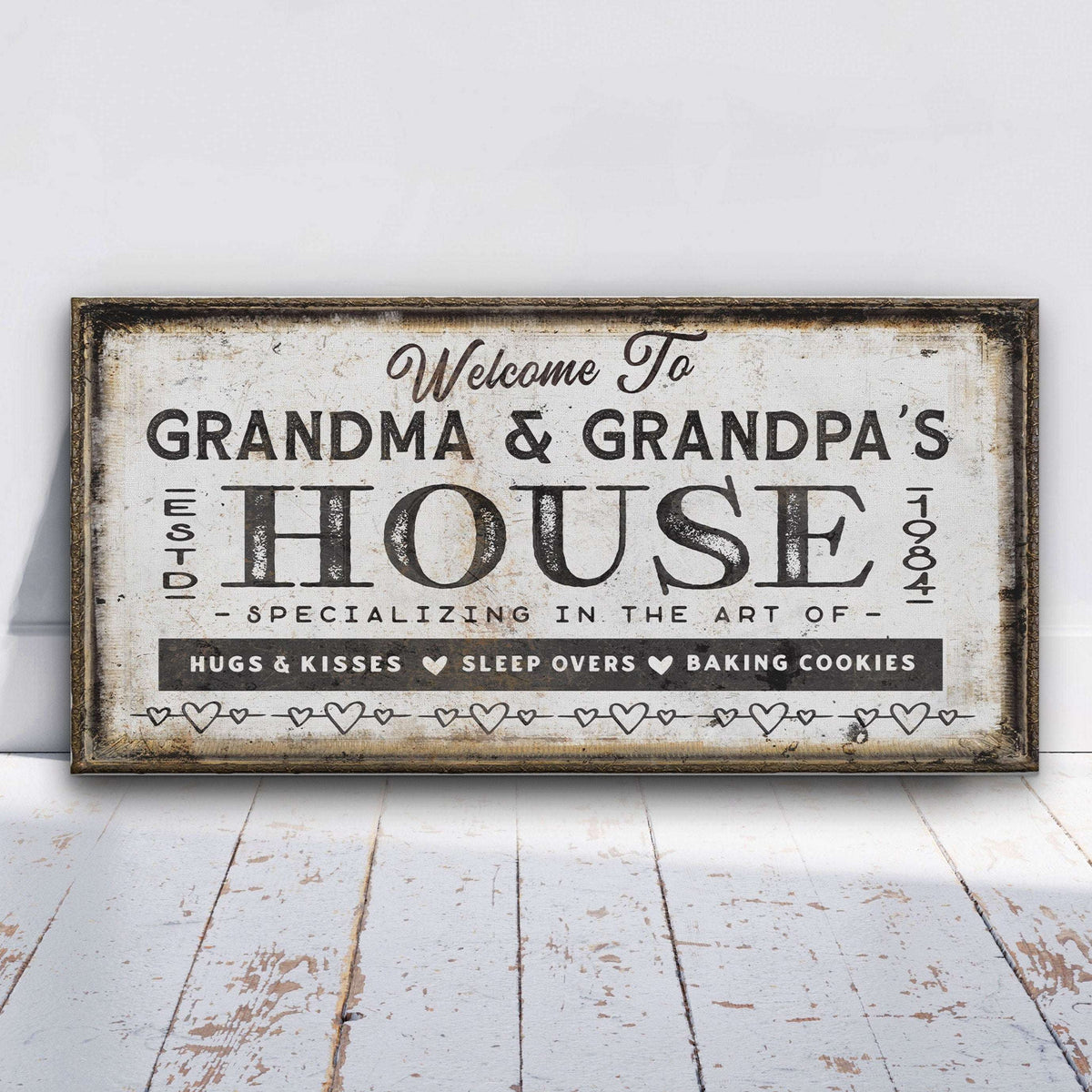 Grandma & Grandpas House Canvas Sign | Personalizable Grandparent Gift - Off The Square Designs - Flyclothing LLC