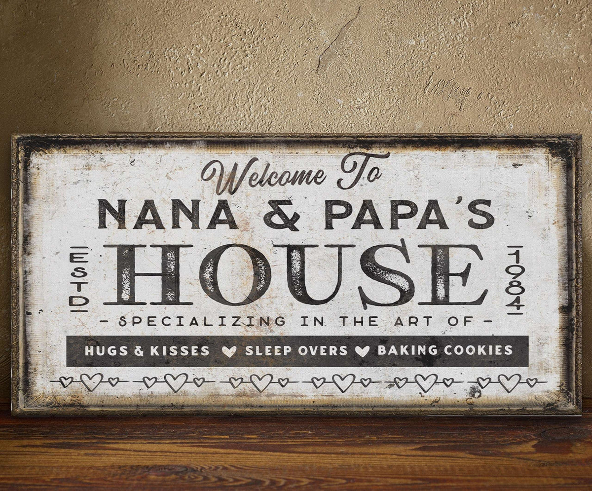 Grandma & Grandpas House Canvas Sign | Personalizable Grandparent Gift - Off The Square Designs - Flyclothing LLC