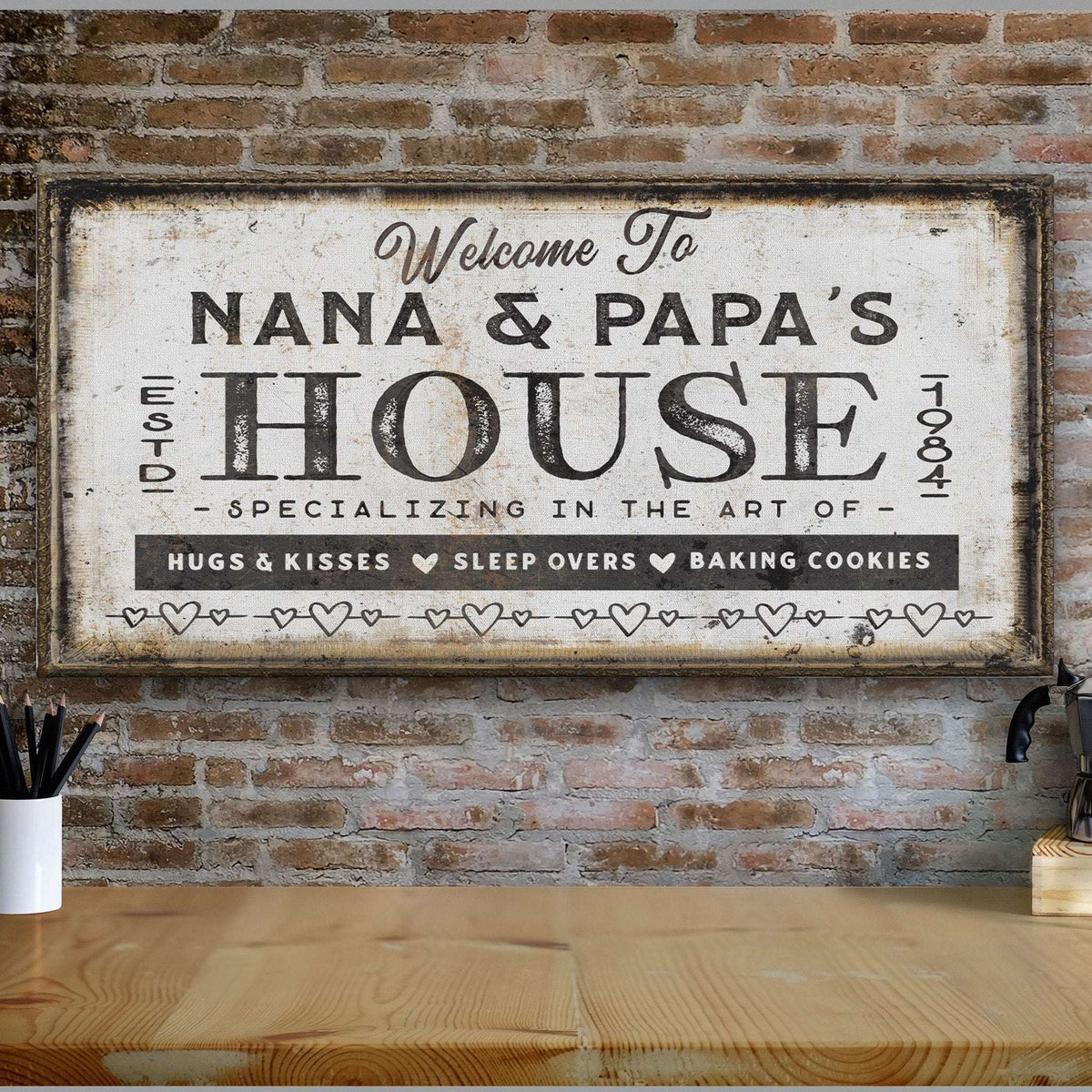 Grandma & Grandpas House Canvas Sign | Personalizable Grandparent Gift - Off The Square Designs - Flyclothing LLC