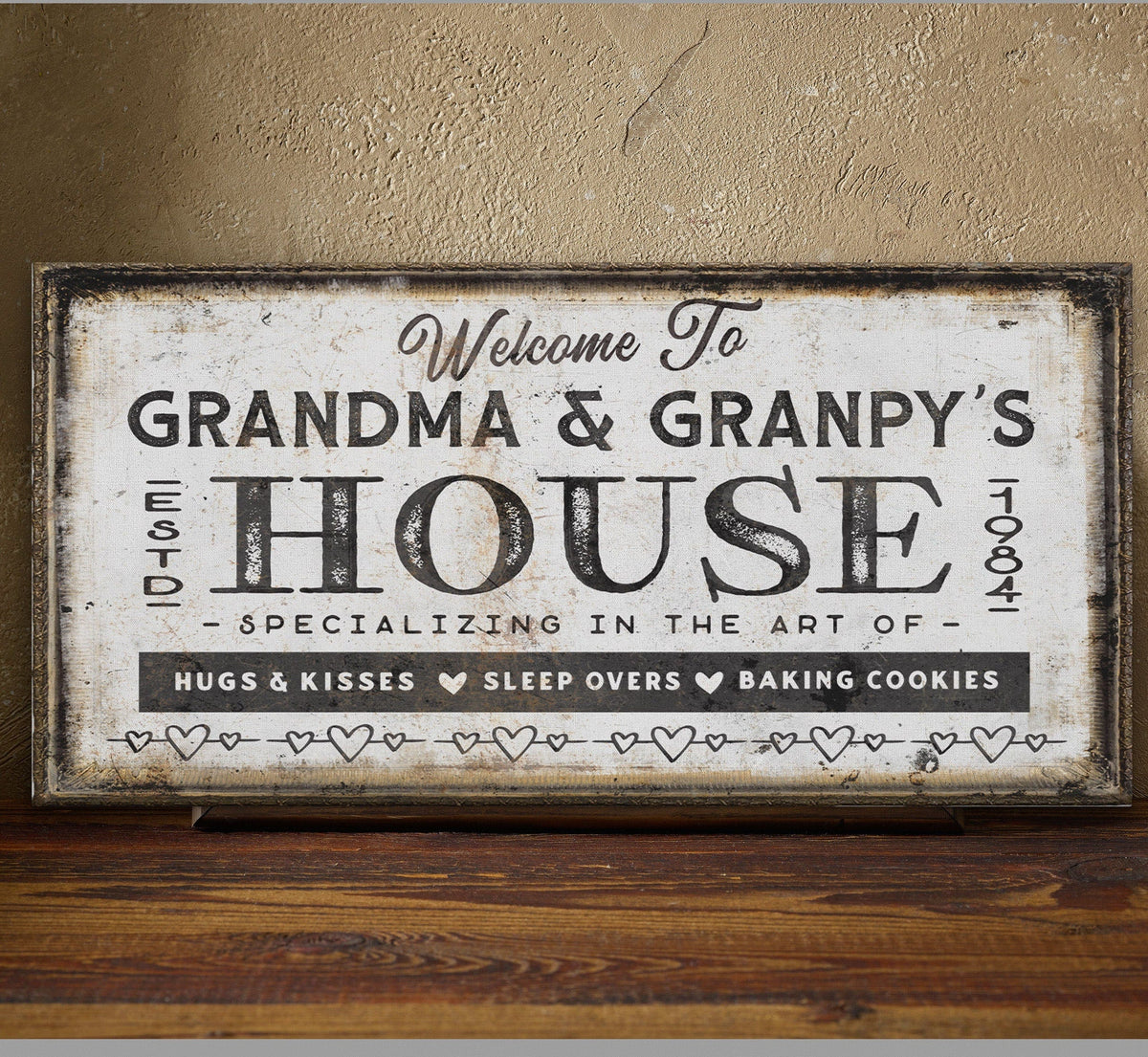 Grandma & Grandpas House Canvas Sign | Personalizable Grandparent Gift - Off The Square Designs - Flyclothing LLC