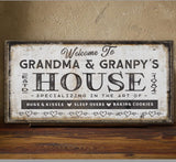 Grandma & Grandpas House Canvas Sign | Personalizable Grandparent Gift - Off The Square Designs - Flyclothing LLC