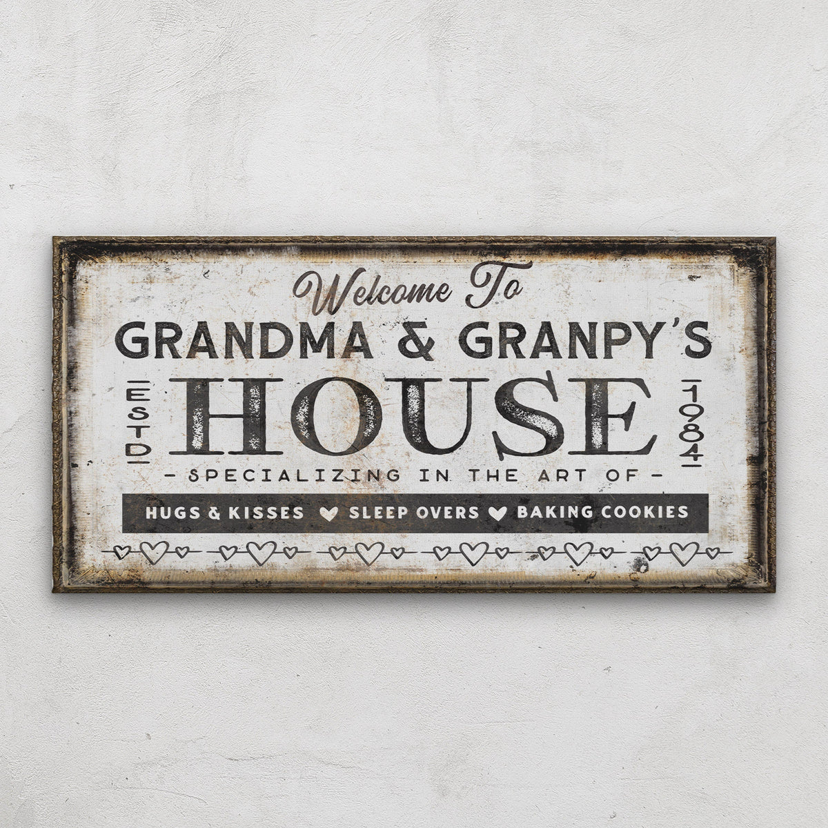Grandma & Grandpas House Canvas Sign | Personalizable Grandparent Gift - Off The Square Designs - Flyclothing LLC