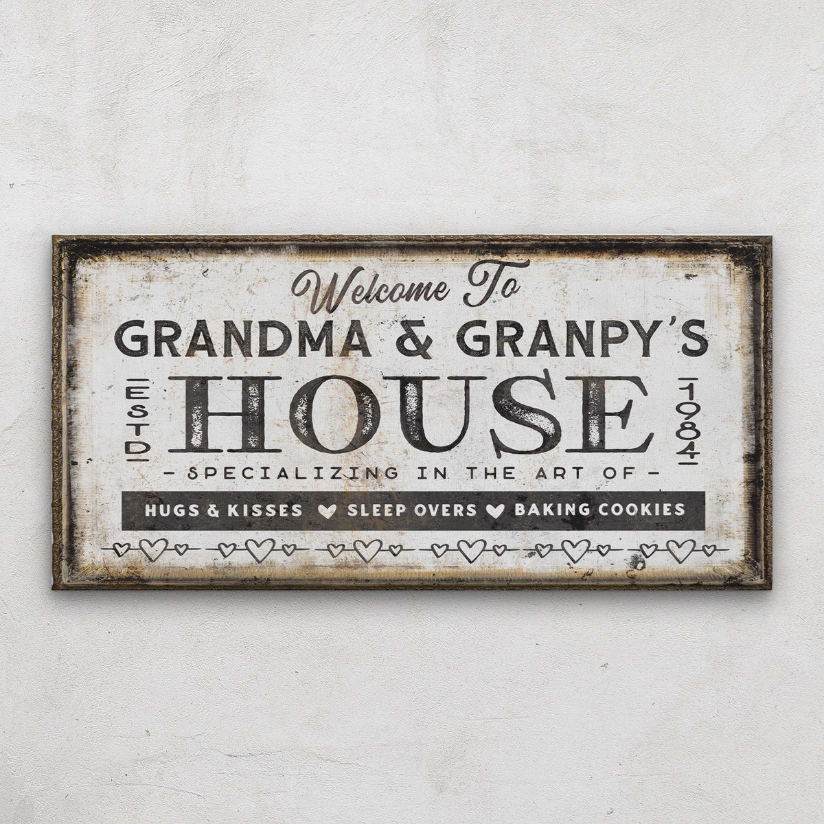 Grandma & Grandpas House Canvas Sign | Personalizable Grandparent Gift - Off The Square Designs - Flyclothing LLC