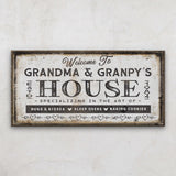 Grandma & Grandpas House Canvas Sign | Personalizable Grandparent Gift - Off The Square Designs - Flyclothing LLC