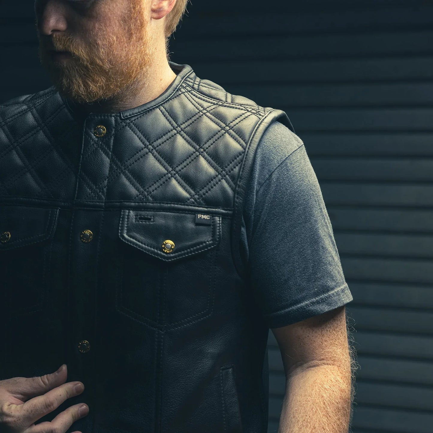 12 Gauge Men's Motorcycle Leather Vest - First Manufacturing Company - Flyclothing LLC