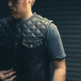 12 Gauge Men's Motorcycle Leather Vest - First Manufacturing Company - Flyclothing LLC