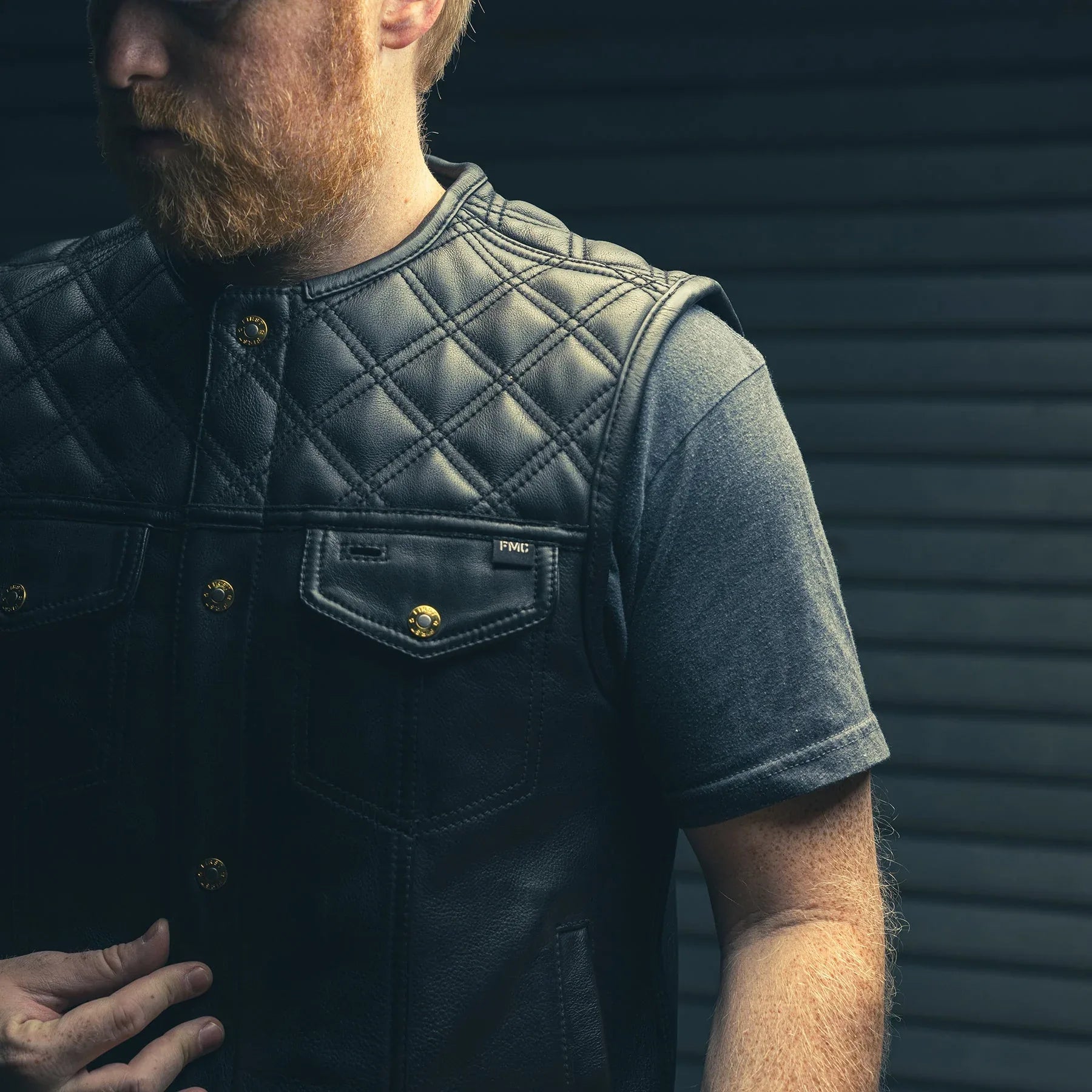 12 Gauge Men's Motorcycle Leather Vest - First Manufacturing Company - Flyclothing LLC