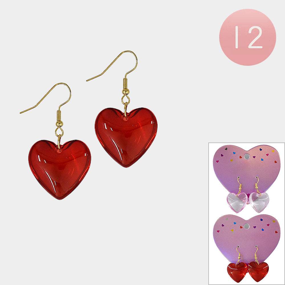 12PAIRS - Heart Dangle Earrings - Madeline Love - Flyclothing LLC