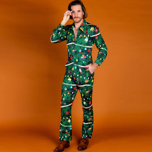 The Christmas Tree Camo | Christmas Tree Print Christmas Flight Suit - Shinesty