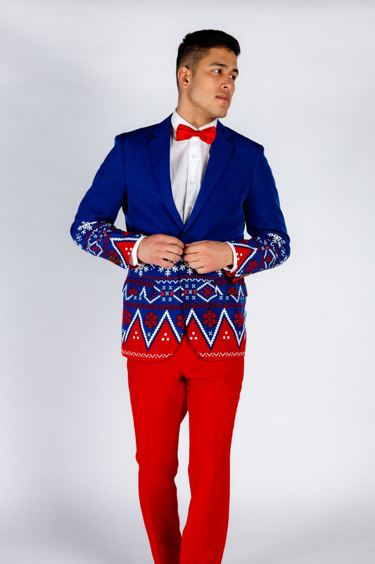 The Nordic Gentleman | Navy Fair Isle Ugly Christmas Suit - Shinesty