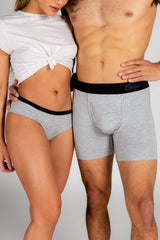 The Gray Area | Heather Grey Ball Hammock® Boxer and Cheeky Matching Couples Underwear 2 Pack - Shinesty