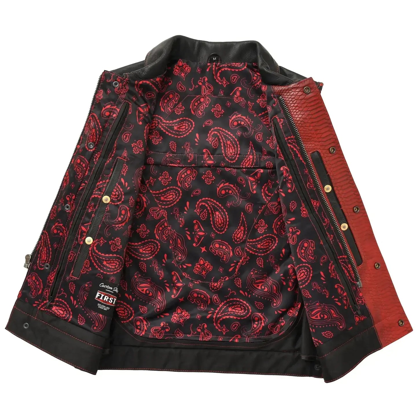 Kingsnake Men’s Motorcycle Leather Vest - First Manufacturing Company - Flyclothing LLC