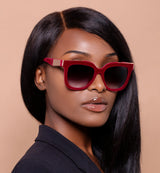 Coco - Red Velvet Frame Black Lens Wayfarer Sunglasses - TopFoxx - Flyclothing LLC
