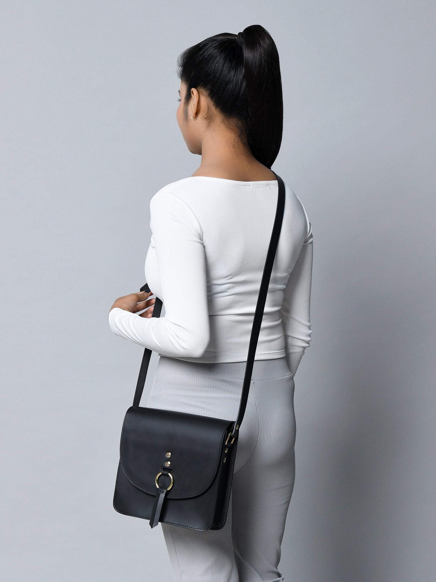 Black Elegance Crossbody Sling Bag - Classy Leather Bags - Flyclothing LLC