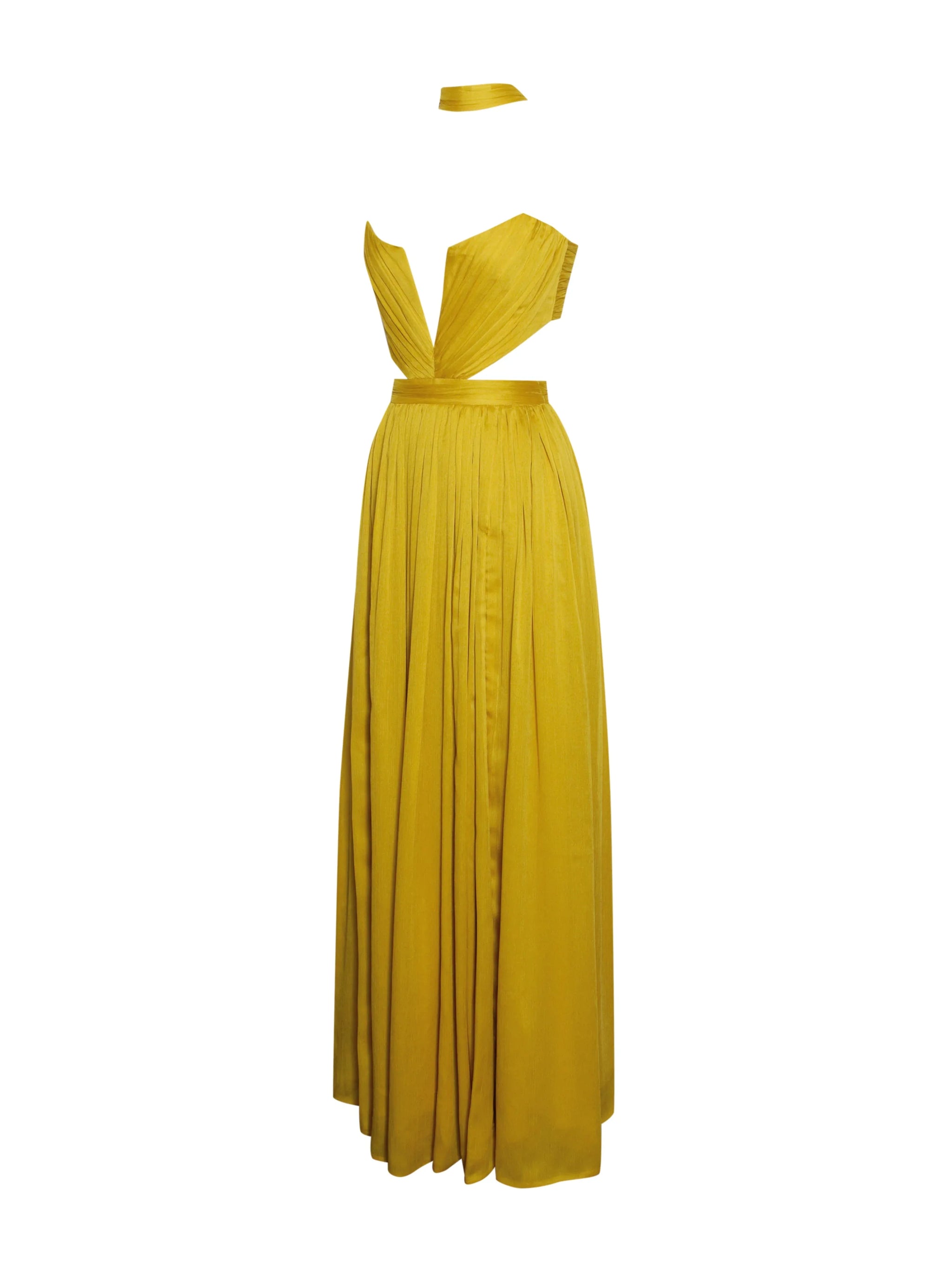 Xella Yellow Pleated Chiffon Maxi Dress - Miss Circle - Flyclothing LLC