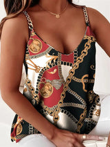 Chain Strap V-Neck Tank Top - Trendsi - Flyclothing LLC