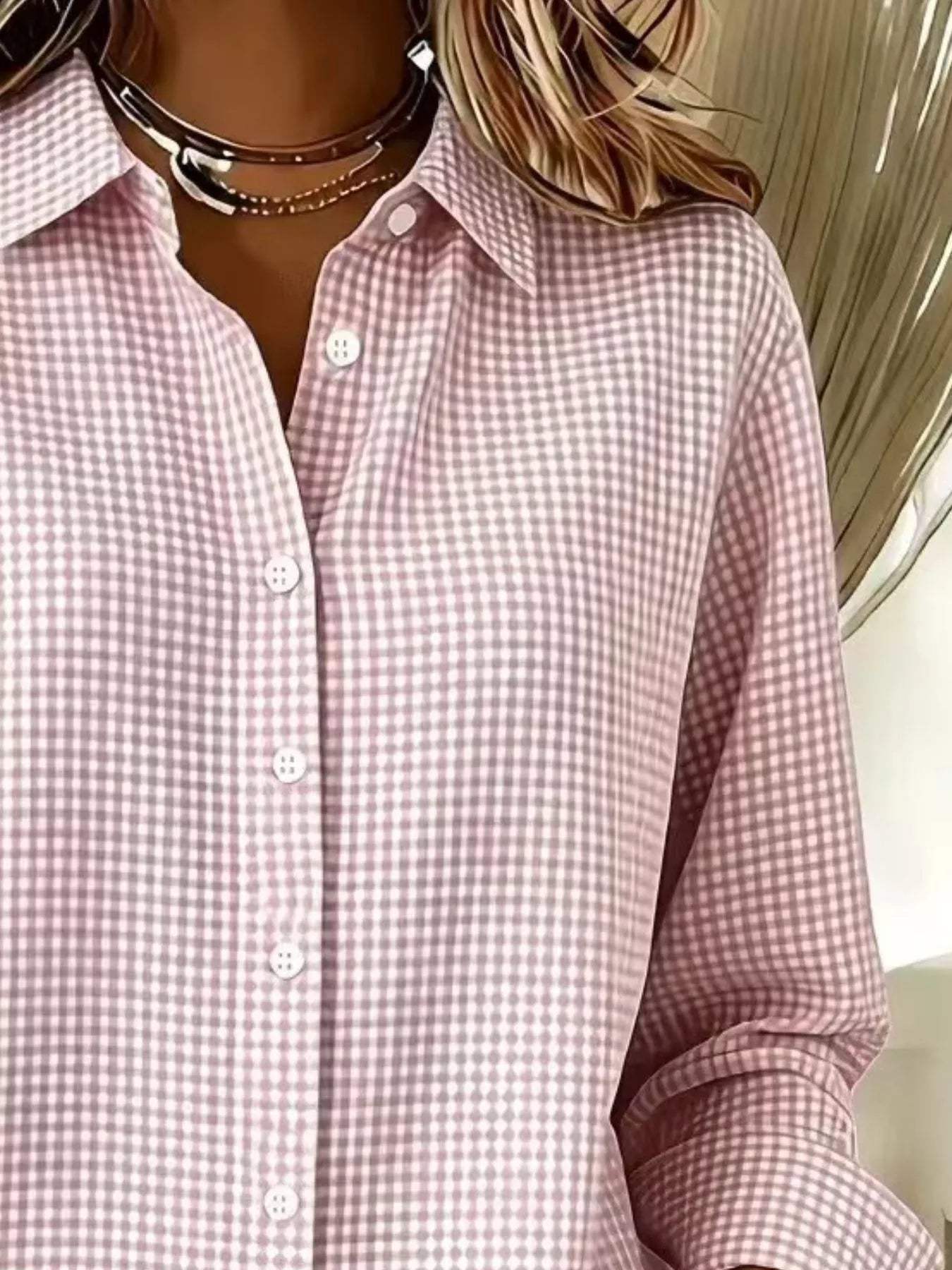 Full Size Plaid Button Up Long Sleeve Shirt Plus Size - Trendsi - Flyclothing LLC