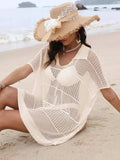 Hollow Out Collared Neck Cover-Up - Trendsi - Flyclothing LLC
