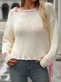 Dropped Shoulder Long Sleeve Sweater - Trendsi