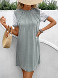 Lace Detail Round Neck Short Sleeve Mini Dress - Trendsi