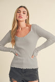 Aemi + Co Lettuce Hem Scoop Neck Long Sleeve Knit Top - Trendsi