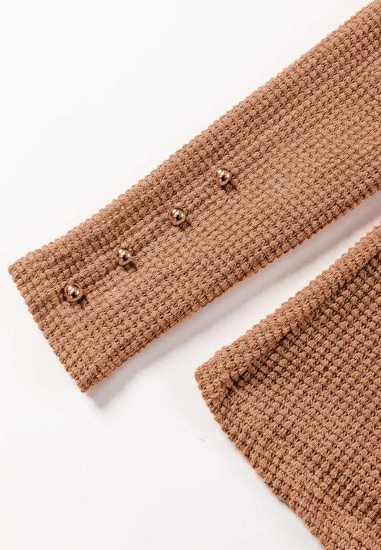 Decorative Button Round Neck Puff Sleeve Blouse - Trendsi - Flyclothing LLC