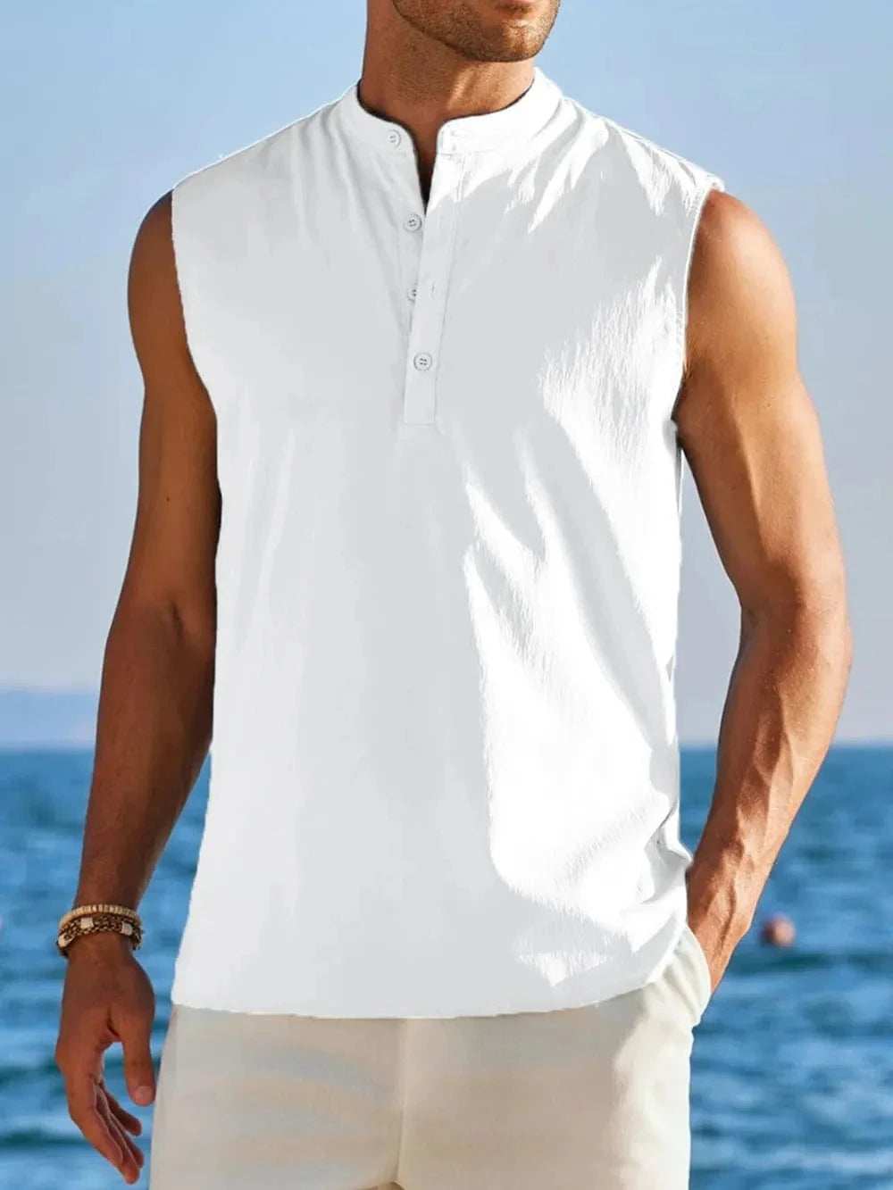 Men's Full Size Button Detail Tank Plus Size - Trendsi - Flyclothing LLC