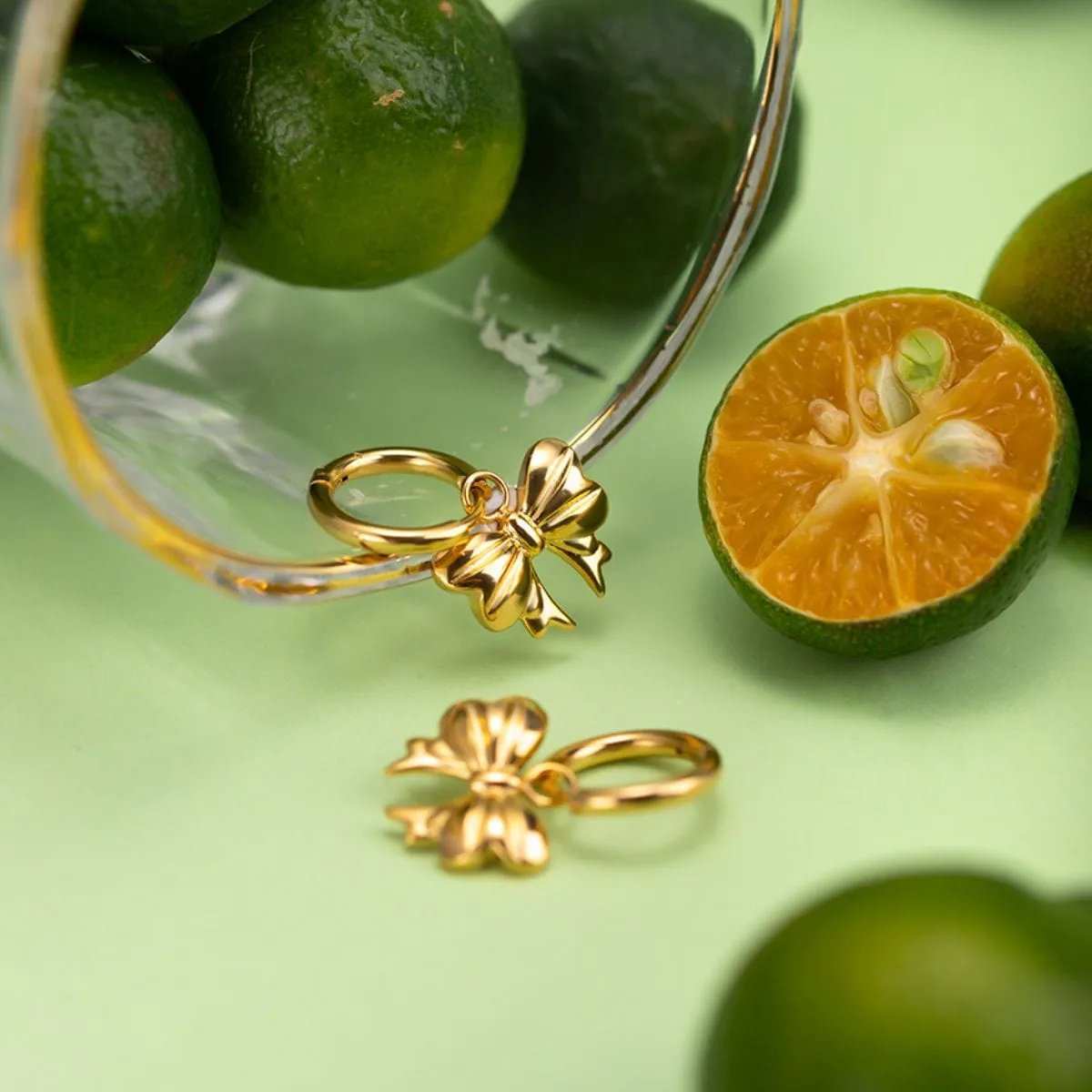 18K Gold-Plated Bow Earrings - Trendsi - Flyclothing LLC