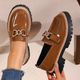 Chain Decor Chunky Loafers - Trendsi - Flyclothing LLC