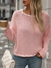 Dropped Shoulder Long Sleeve Sweater - Trendsi