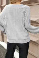 Striped Round Neck Long Sleeve Top - Trendsi - Flyclothing LLC