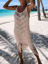 Fringe Scoop Neck Cover-Up - Trendsi - Flyclothing LLC