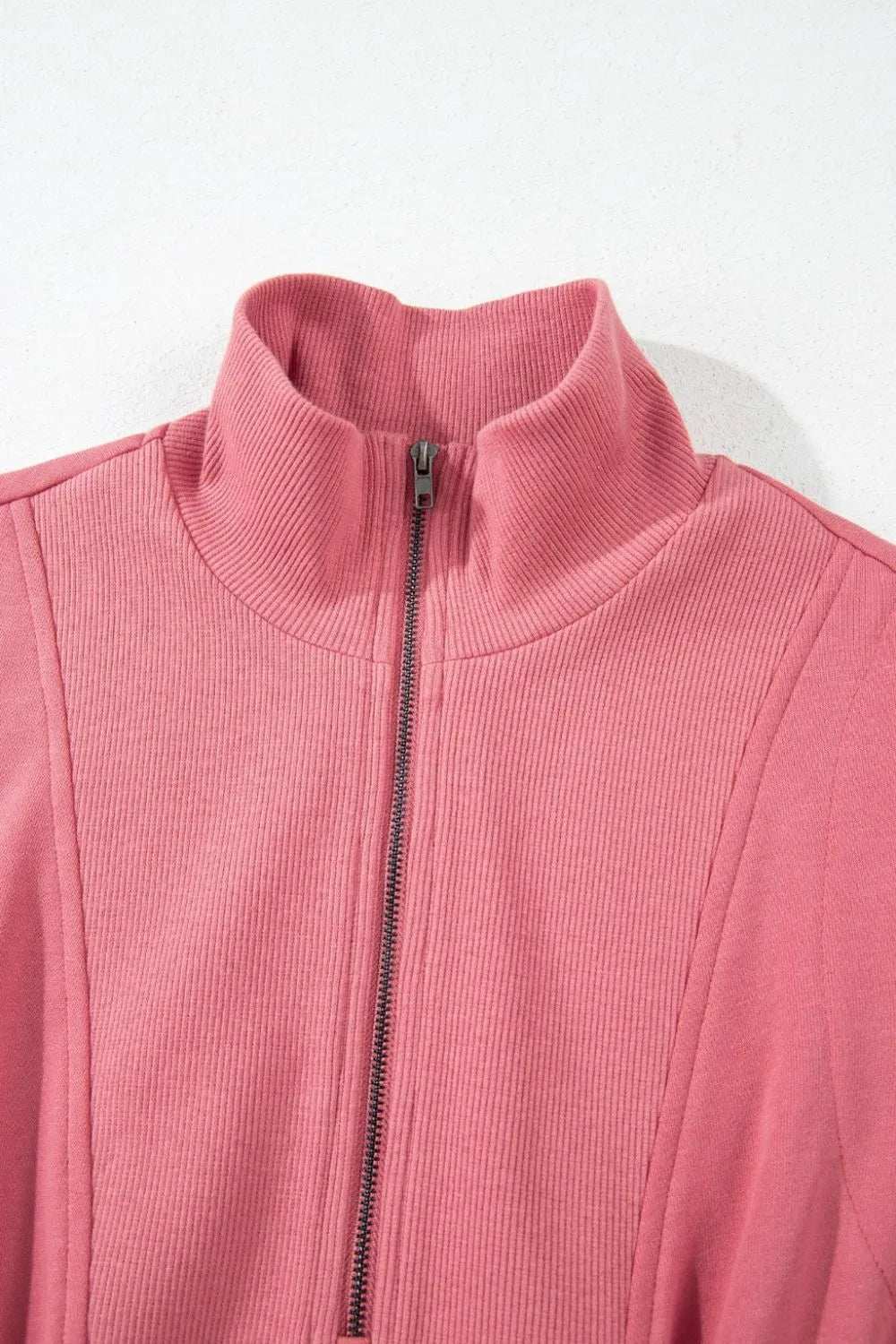 French Terry Zipped Collar Sleeveless Drawstring Waist Mini Dress - Trendsi - Flyclothing LLC