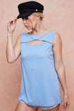 BiBi Soft Rib Knit with Cut Out Front Sleeveless Top - Trendsi - Flyclothing LLC