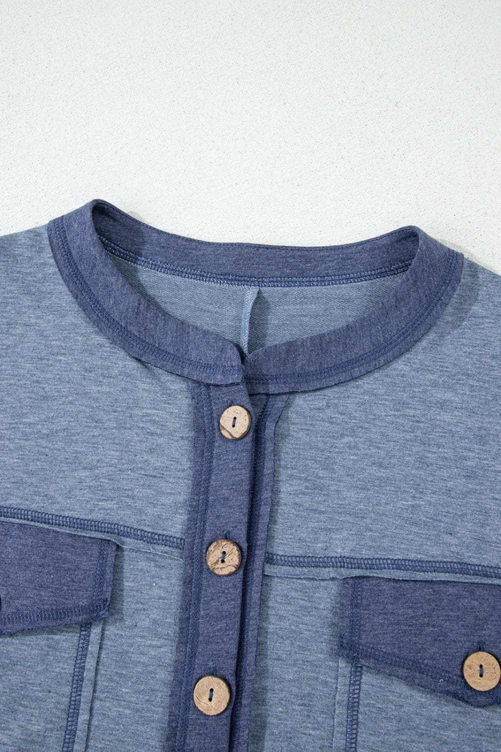 Placket Chest Pockets Short Sleeve Wide Leg Jumpsuit - Trendsi - Flyclothing LLC