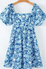 Floral Puff Sleeve Babydoll Mini Dress - Trendsi - Flyclothing LLC