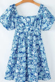 Floral Puff Sleeve Babydoll Mini Dress - Trendsi - Flyclothing LLC