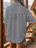 Striped Collared Neck Half Sleeve Shirt - Trendsi