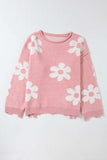 Pearl Trim Flower Round Neck Sweater - Trendsi - Flyclothing LLC
