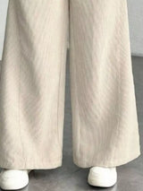 High Waist Corduroy Wide Leg Pants - Trendsi - Flyclothing LLC