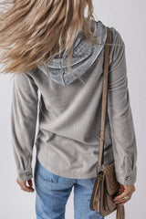 Drawstring Button Up Long Sleeve Hooded Jacket - Trendsi - Flyclothing LLC