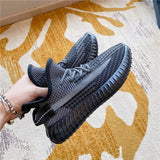 Mesh Lace-Up Platform Athletic Shoes - Trendsi