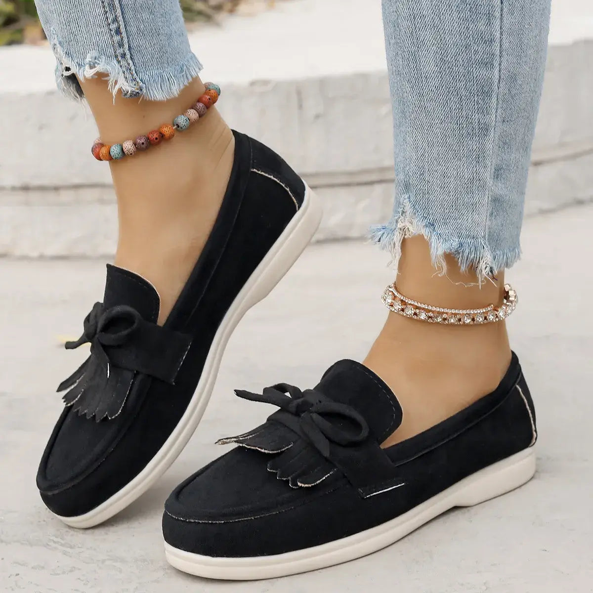 Round Toe Flats Loafers - Trendsi - Flyclothing LLC