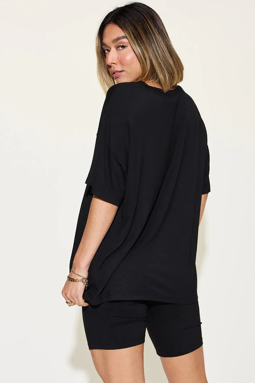 Basic Bae Full Size V-Neck Drop Shoulder T-Shirt and Shorts Set - ShopBasicbae - Flyclothing LLC