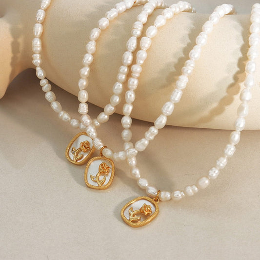 18K Gold-Plated Freshwater Pearl Necklace - Trendsi