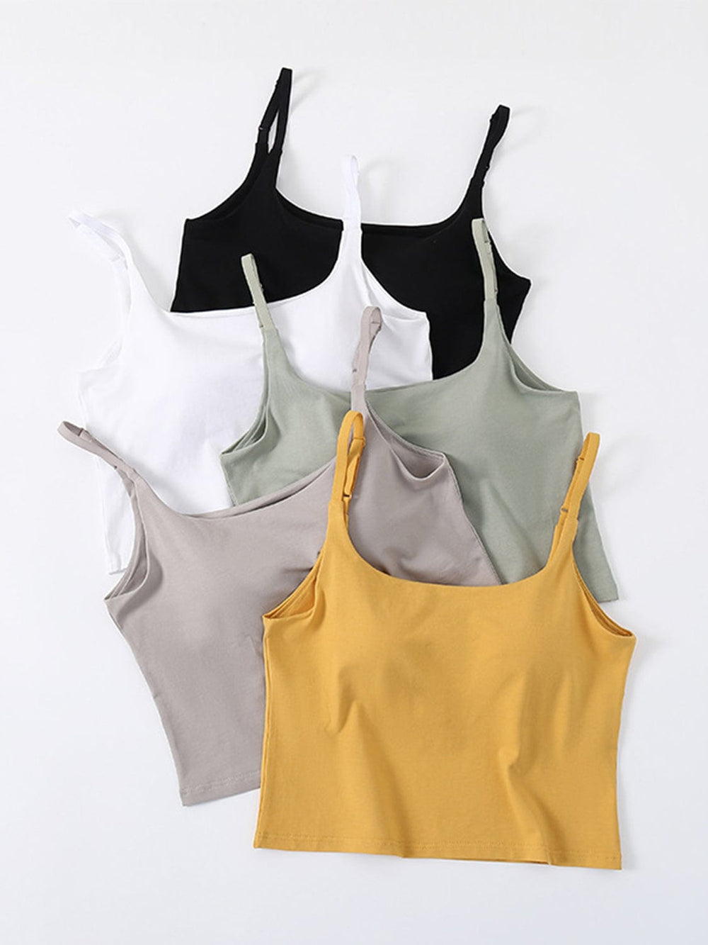 Scoop Neck Cropped Cami with Chest Pads - Trendsi