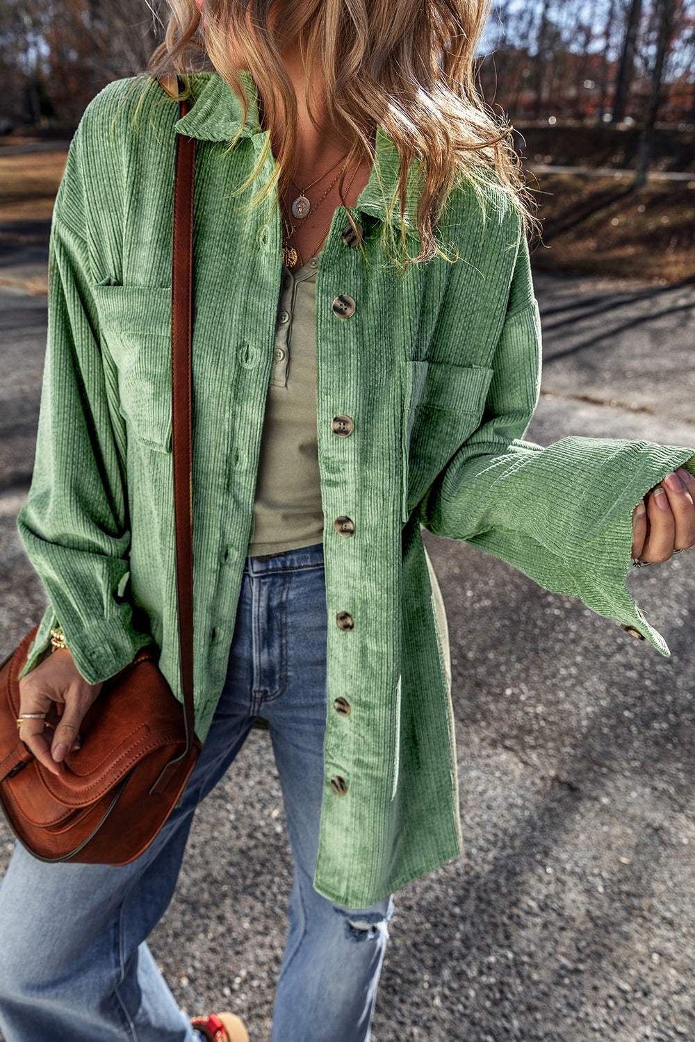 Button Up Long Sleeve Jacket - Trendsi - Flyclothing LLC