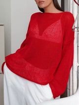 Boat Neck Dropped Shoulder Sweater - Trendsi - Flyclothing LLC