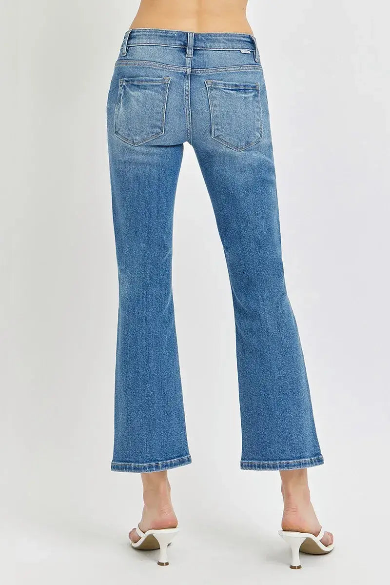 RISEN Full Size Low Rise Crop Flare Jeans Plus Size - Trendsi - Flyclothing LLC